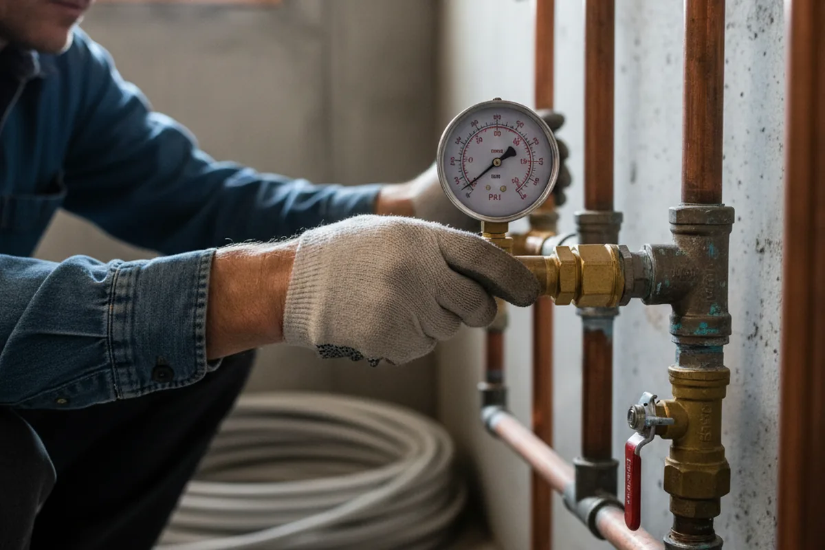Pressure testing a repaired line during Water Line Repair in Clayton